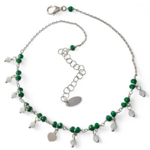 Tobillera piedra color corazón