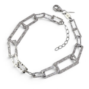 Pulsera rodio martilleada