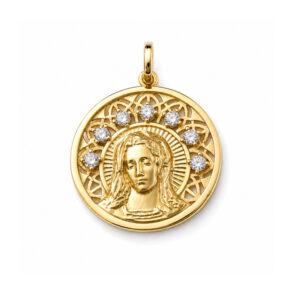 Medalla chapada Virgen piedras