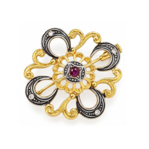 Broche bicolor piedra color